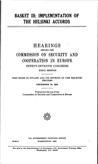 Implementation of the Helsinki Accords Hearings