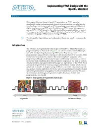 Implementing FPGA Design with the Opencl Standard