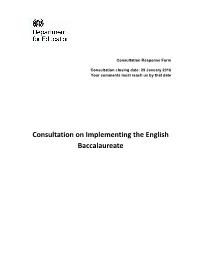 Implementing the English Baccalaureate