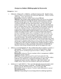Juniperus Subject Bibliography by Keywords