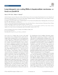Long Intergenic Non-Coding Rnas in Hepatocellular Carcinoma—A Focus on Linc00176