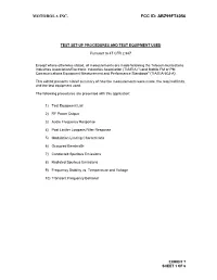 Measurement Procedure and Test Equipment Used