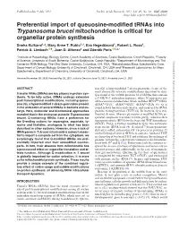 Preferential Import of Queuosine-Modified Trnas Into