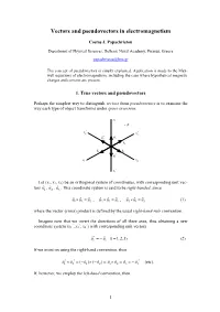Vectors and Pseudovectors in Electromagnetism