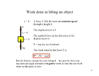 Work Done in Lifting an Object