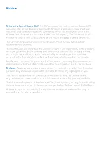Annual Review 2006 This PDF Version of the Unilever Annual Review 2006 Is an Exact Copy of the Document Provided to Unilever’S Shareholders