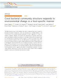 Coral Bacterial Community Structure Responds to Environmental Change in a Host-Speciﬁc Manner