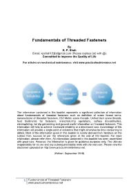 Fundamentals of Threaded Fasteners