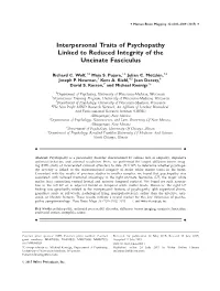 Interpersonal Traits of Psychopathy Linked to Reduced Integrity of the Uncinate Fasciculus
