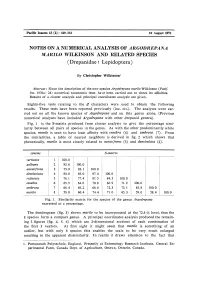 NOTES on a NUMERICAL ANALYSIS of ARGODREPANA MARILO WILKINSON and RELATED SPECIES (Drepanidae: Lepidoptera)