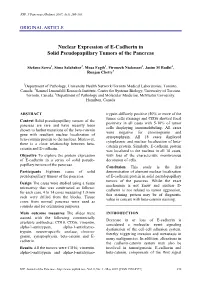Nuclear Expression of E-Cadherin in Solid Pseudopapillary Tumors of the Pancreas