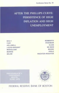 Persistence of High Inflation and High Unemployment