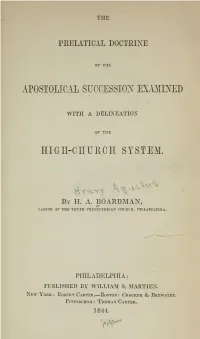 The Prelatical Doctrine of the Apostolical