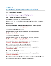 Working with the Windows Powershell Pipeline