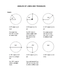 Angles of Lines and Triangles