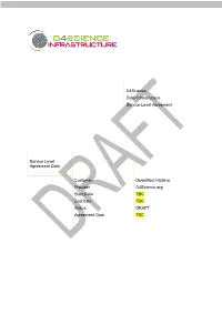 D4science Data Infrastructure Service Level Agreement Service Level