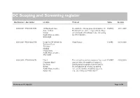 DC Scoping and Screening Register