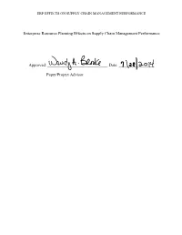Enterprise Resource Planning Effects on Supply Chain Management Performance