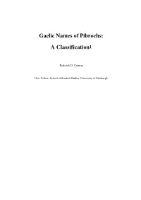 Gaelic Names of Pibrochs: a Classification1