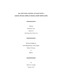 Polarization Control of Light with a Liquid Crystal Display Spatial Light Modulator by Charles E
