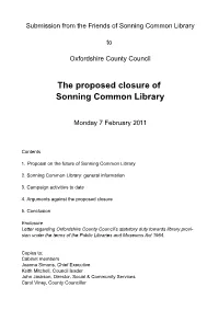 The Proposed Closure of Sonning Common Library