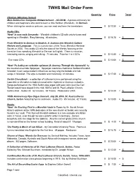 TWHS Mail Order Form