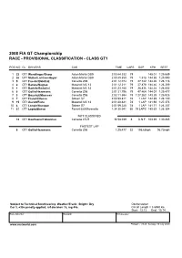 2008 FIA GT Championship RACE - PROVISIONAL CLASSIFICATION - CLASS GT1