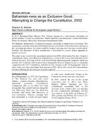 Bahamian-Ness As an Exclusive Good: Attempting to Change the Constitution, 2002