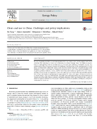 Clean Coal Use in China Challenges and Policy Implications