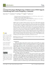 Constant Envelope Multiplexing of Multi-Carrier DSSS Signals Considering Sub-Carrier Frequency Constraint