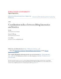 Coordination Indices Between Lifting Kinematics and Kinetics Xu Xu North Carolina State University