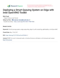 Deploying a Smart Queuing System on Edge with Intel Openvino Toolkit