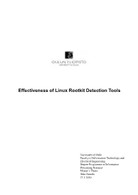 Effectiveness of Linux Rootkit Detection Tools
