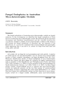 Fungal Endophytes in Australian Myco-Heterotrophic Orchids