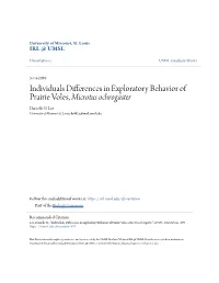 Individuals Differences in Exploratory Behavior of Prairie Voles, Microtus Ochrogaster Danielle N