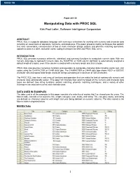 Manipulating Data with PROC SQL