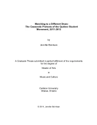 Marching to a Different Drum: the Casserole Protests of the Québec Student Movement, 2011-2012