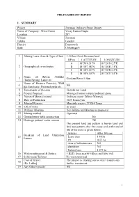 PRE-FEASIBILITY REPORT 1. SUMMARY Project Jawanga