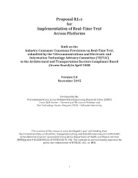 Proposal R1v3 for Implementation of Real-Time Text Across Platforms