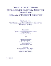 State of the Watershed Environmental Inventory Report for Moose Lake: Summary of Current Information