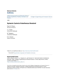 Syntactic Control of Interference Revisited