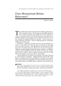 Does Monetarism Retain Relevance?