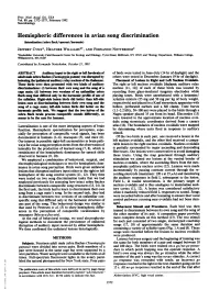 Hemispheric Differences in Avian Song Discrimination