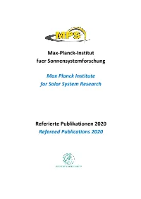 Referierte Publikationen 2020 Refereed Publications 2020