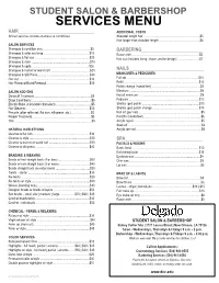 Services Menu
