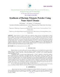 Synthesis of Barium Titanate Powder Using Nano Sized Titania