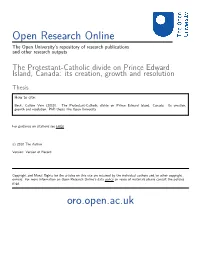 And Catholics on Prince Edward Island, Situating It in the Wider Context of Canada's
