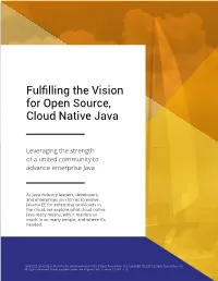 Fulfilling the Vision for Open Source, Cloud Native Java
