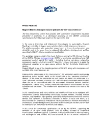 Magneti Marelli: First Open-Source Platform for the “Connected Car”