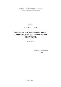 Nessuno: a Friend-To-Friend Anonymous Communication Protocol